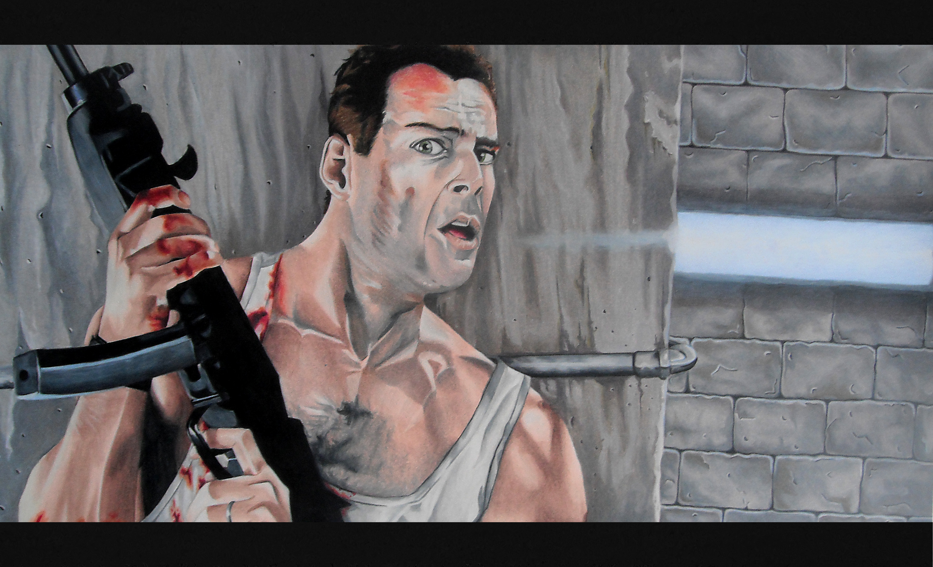 My New art piece… It is Bruce Willis from Die Hard. 